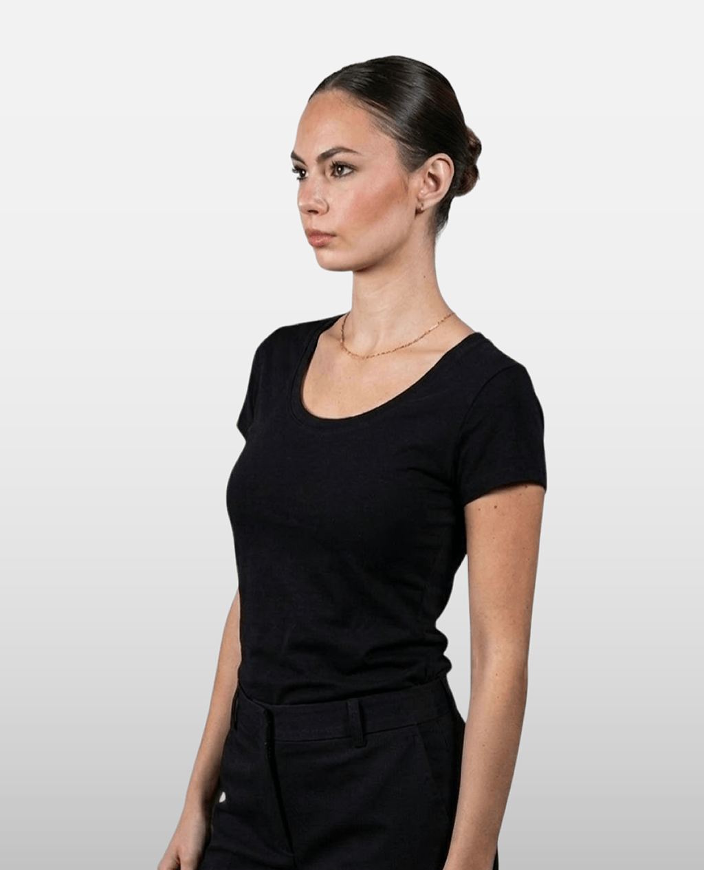 T-Shirt Black Scoop Neck | Pima Cotton Women