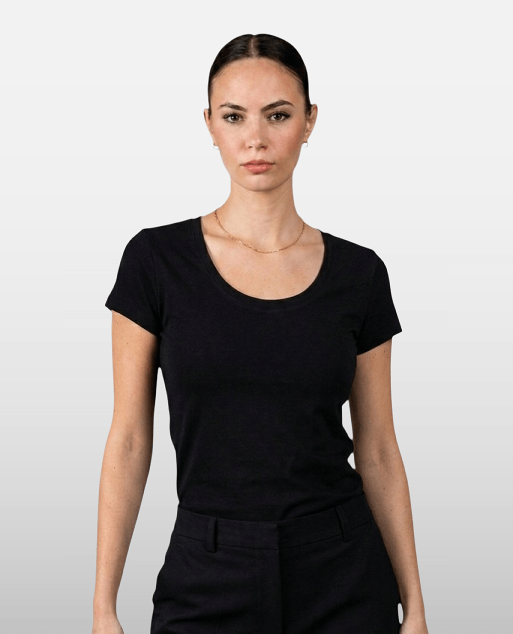 T-Shirt Black Scoop Neck | Pima Cotton Women
