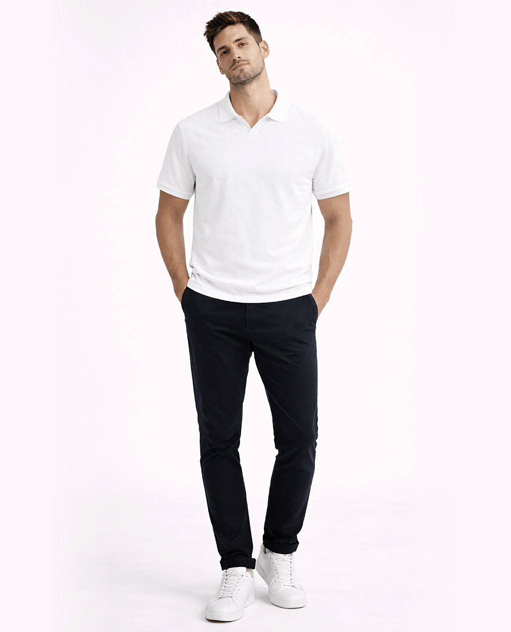 Polo Navy Blue Open Collar | Pima Cotton Men