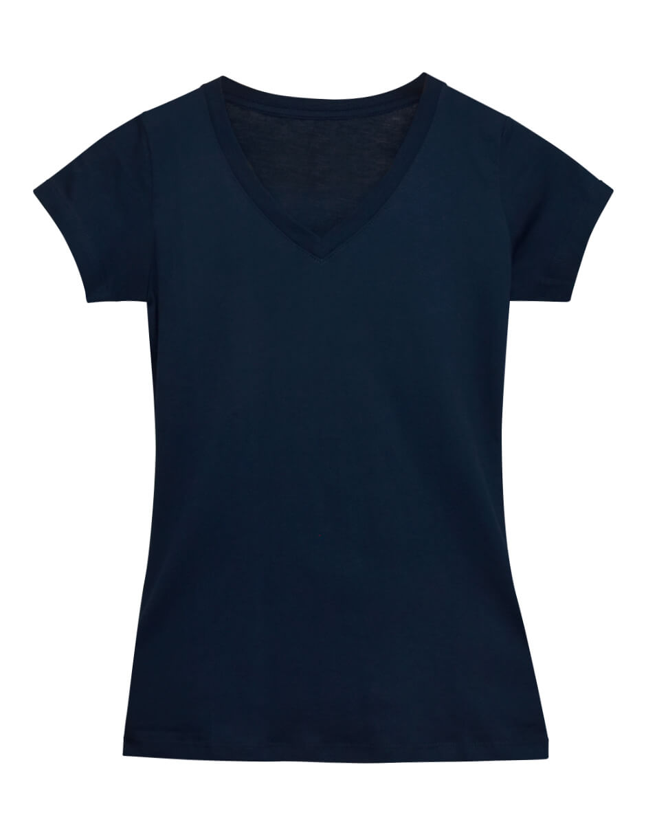 T-Shirt Navy Blue V Neck | Pima Cotton Women