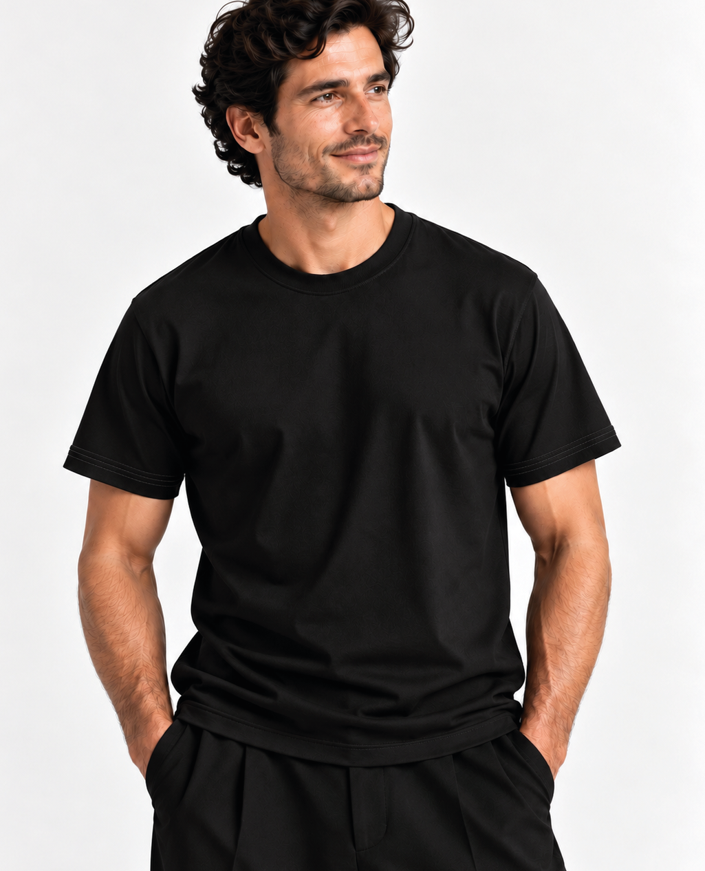 T-Shirt Black Round Neck | Sorona Line Men