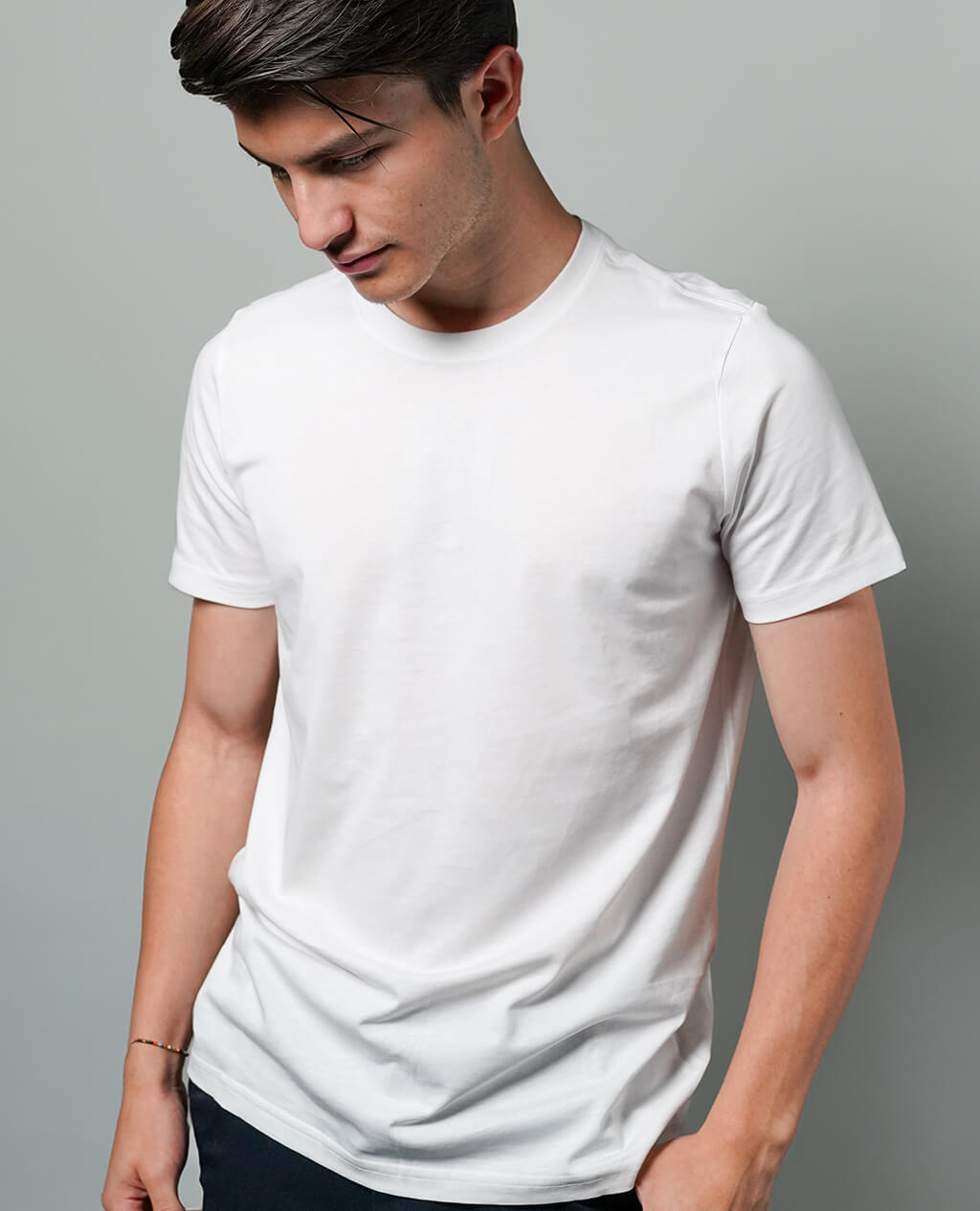 T-Shirt White Round Neck | Pima Cotton Men