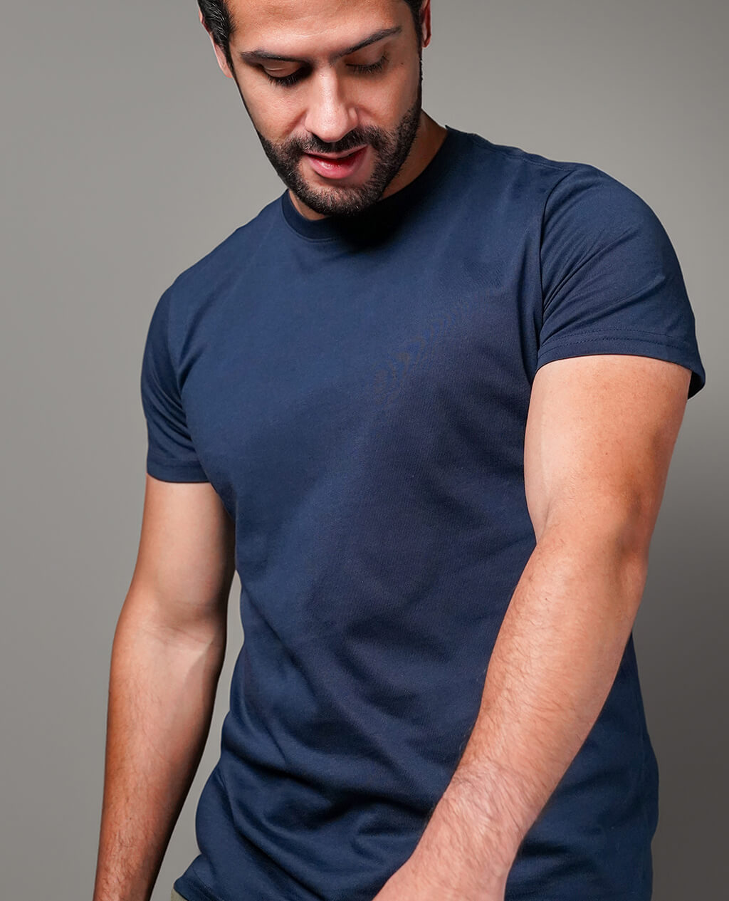 T-Shirt Navy Blue Round Neck | Pima Cotton Men