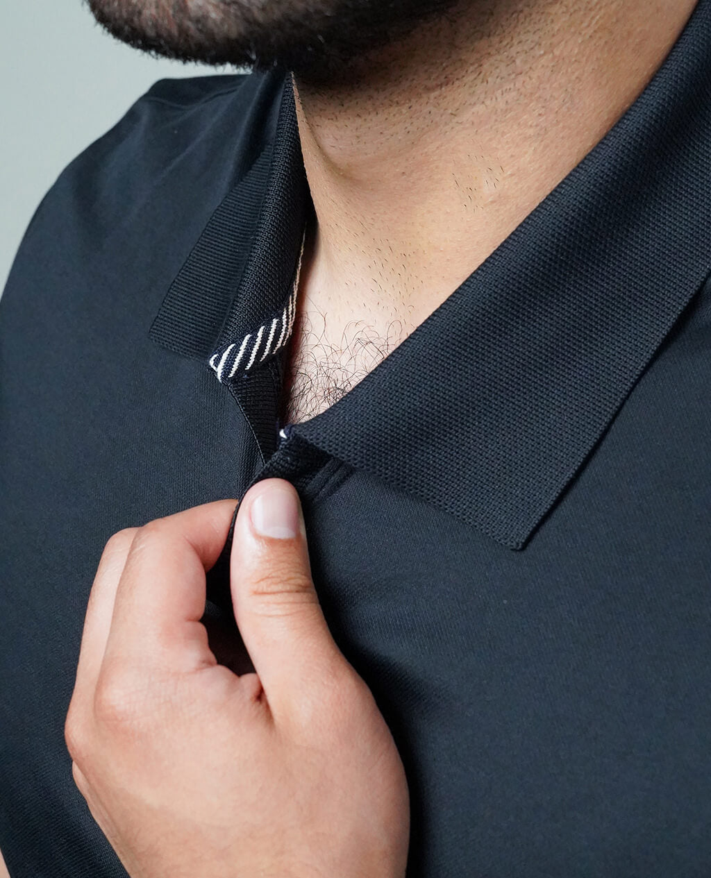 Polo Black Open Collar | Pima Cotton Men
