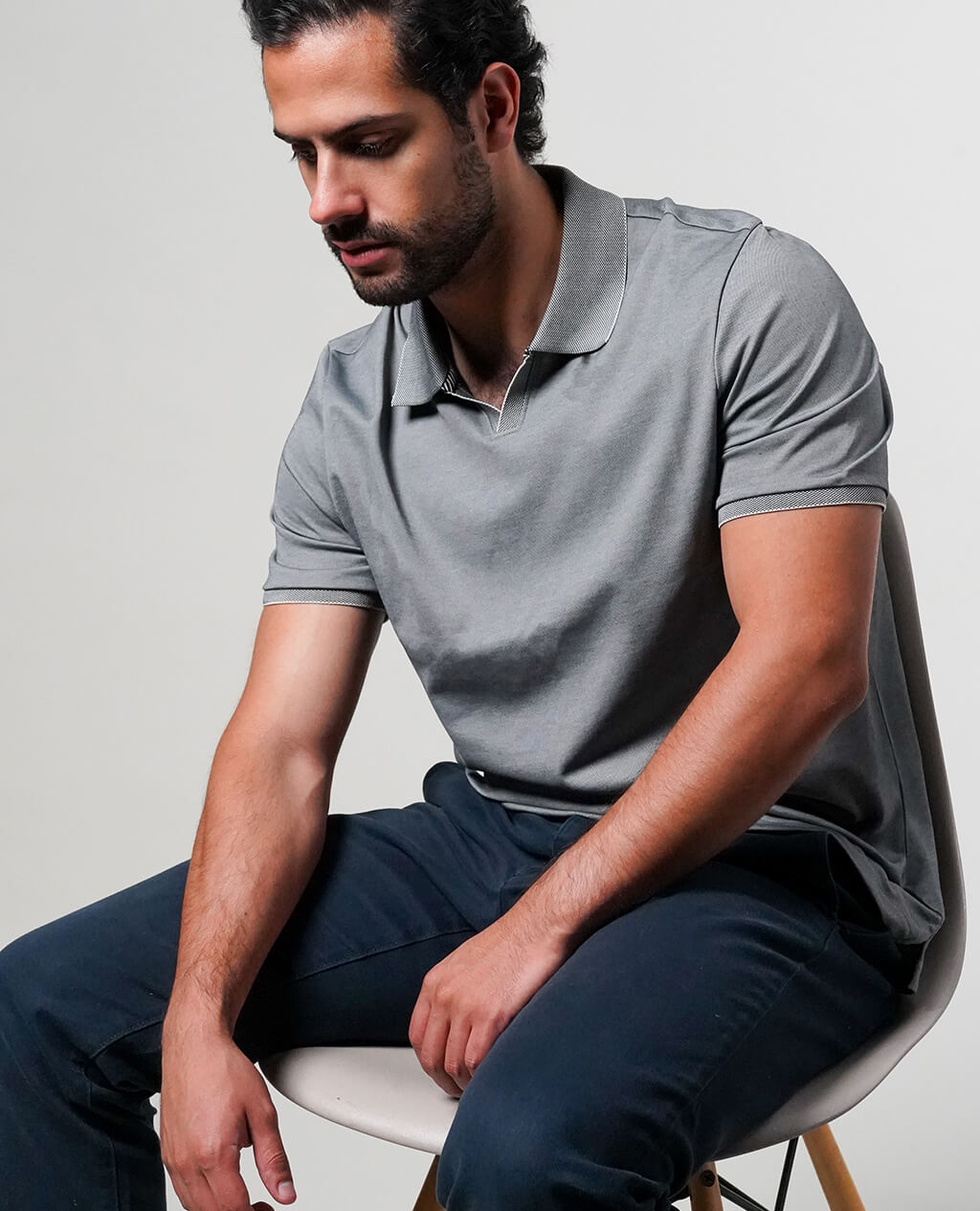 Polo Shirt Men Gray