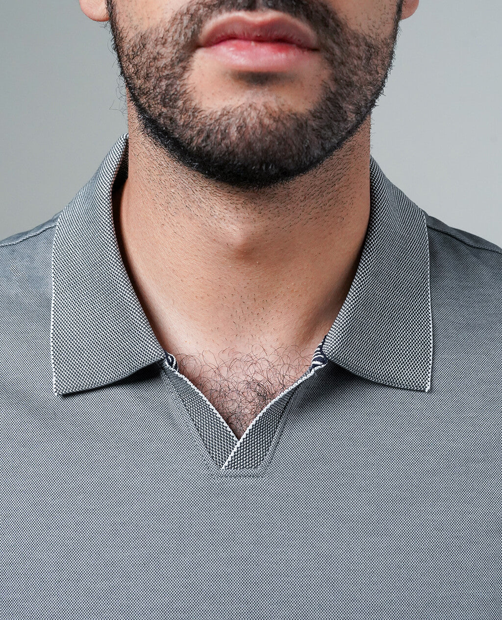 Polo Light Gray Open Collar | Pima Cotton Men