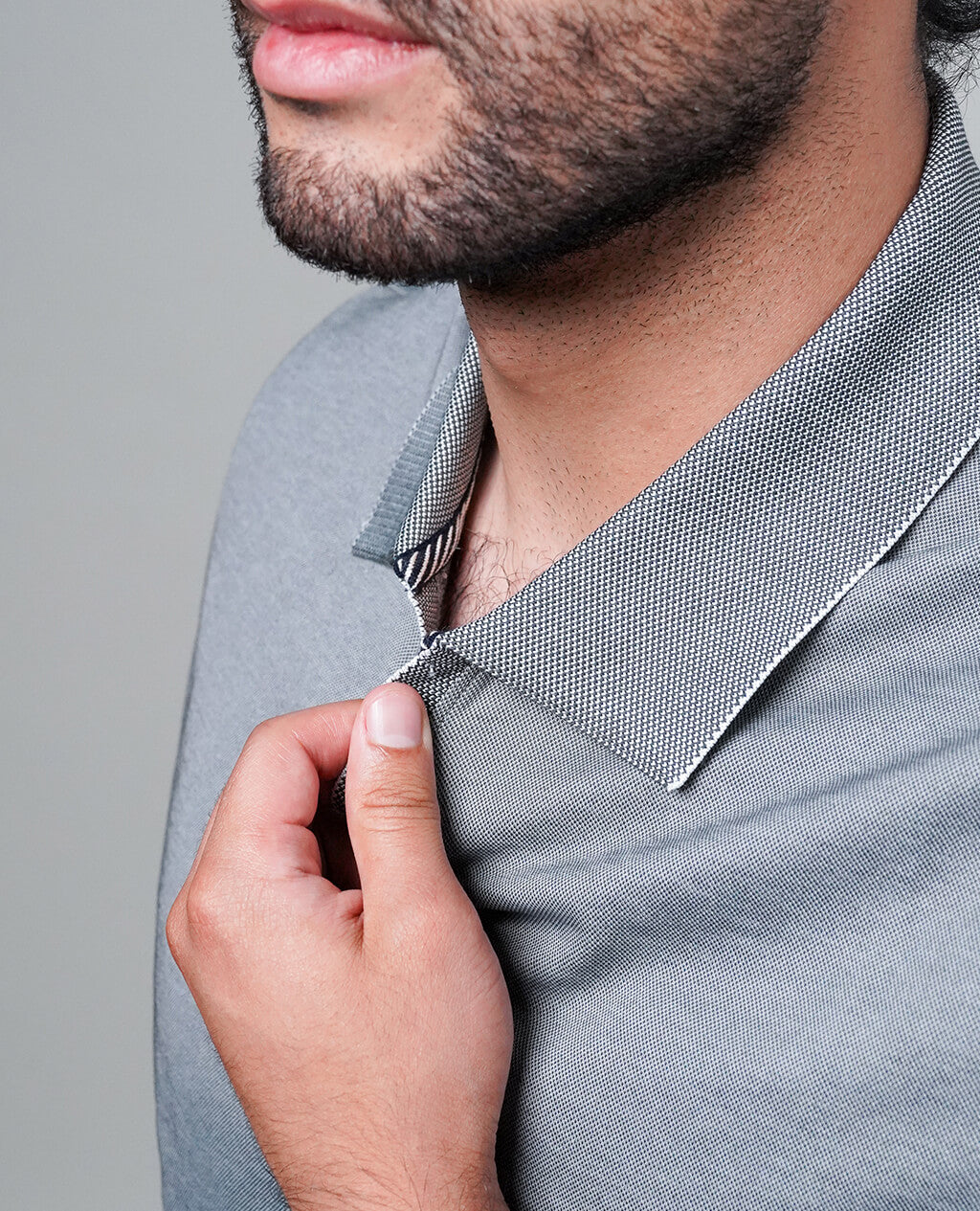 Polo Light Gray Open Collar | Pima Cotton Men