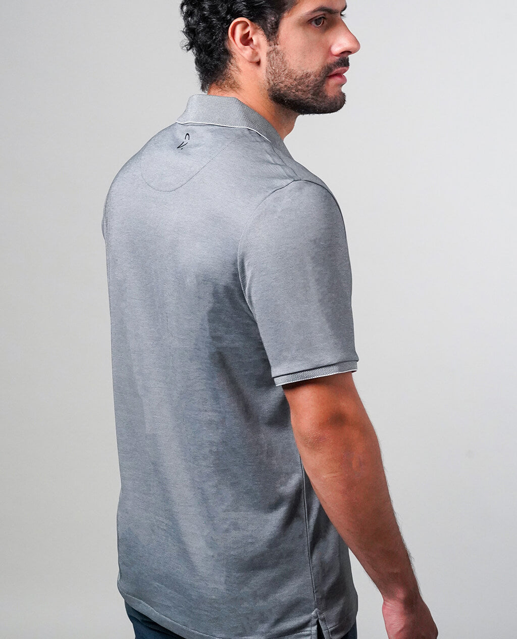 Polo Light Gray Open Collar | Pima Cotton Men