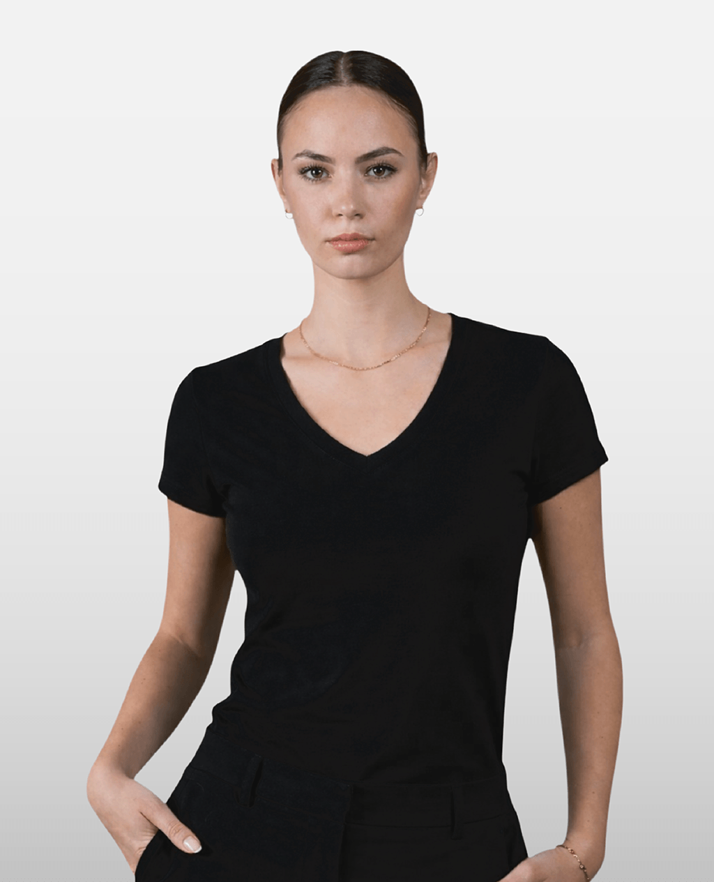 T-Shirt Black V Neck | Pima Cotton Women