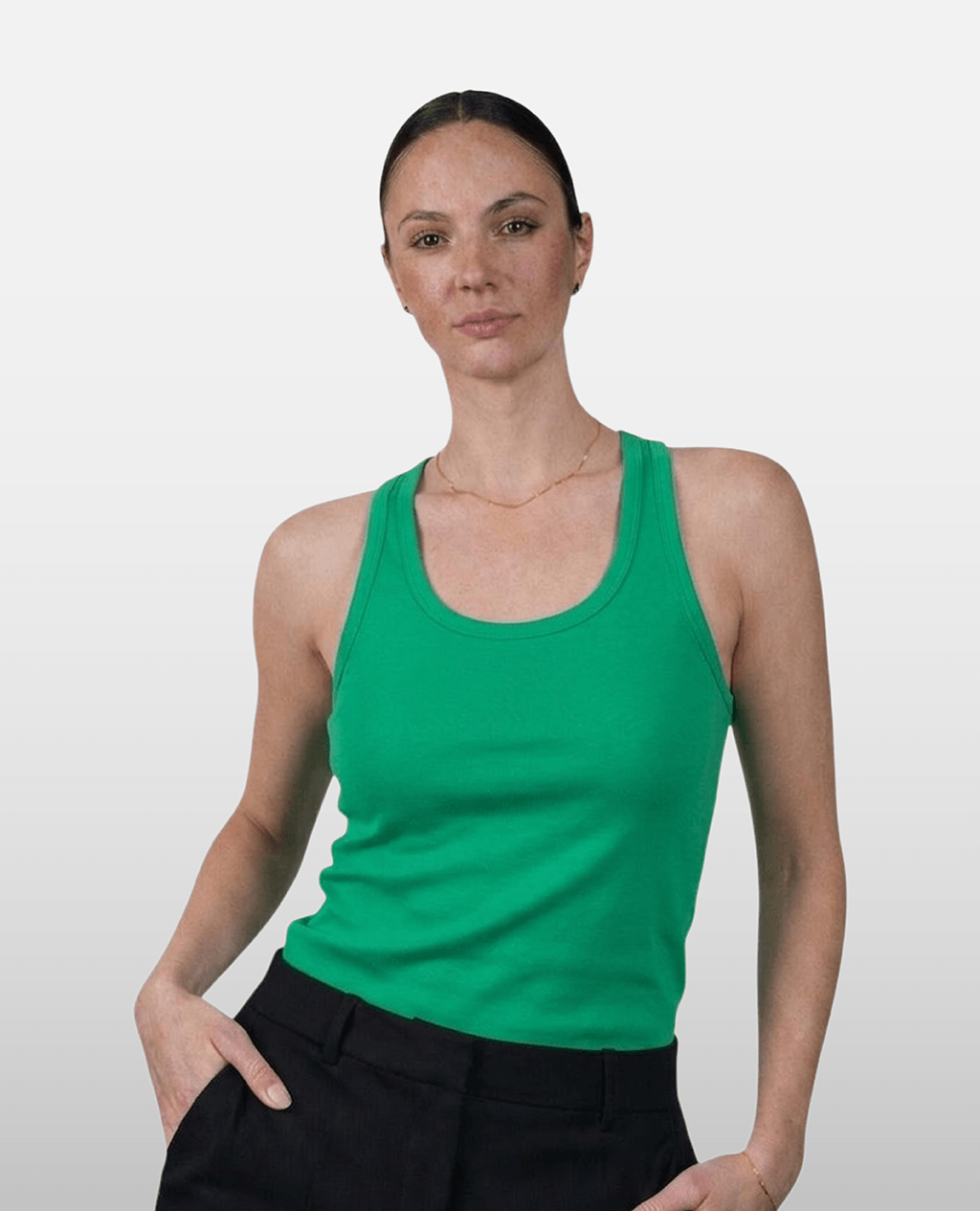 Tanktop Green Slim Fit Swiftly Tech | Pima Cotton Women