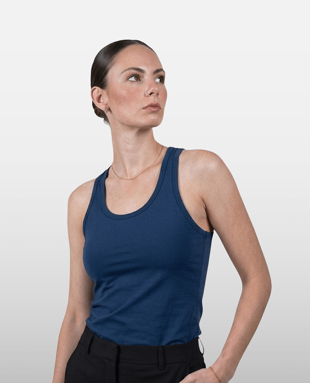 Tanktop Navy Blue Slim Fit Swiftly Tech | Pima Cotton Women