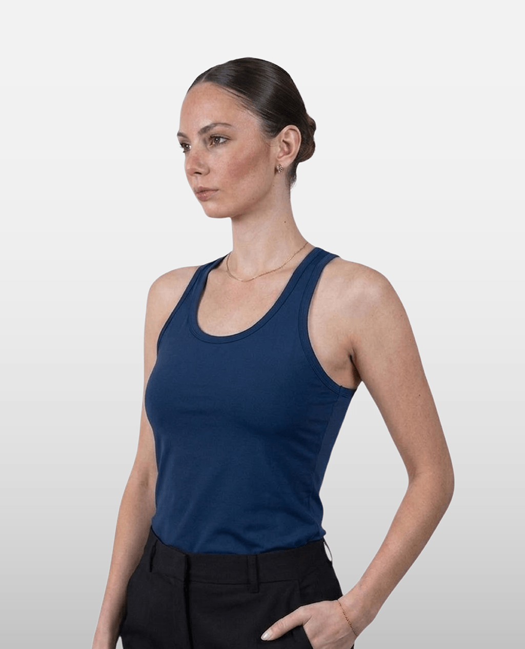 Tanktop Navy Blue Slim Fit Swiftly Tech | Pima Cotton Women