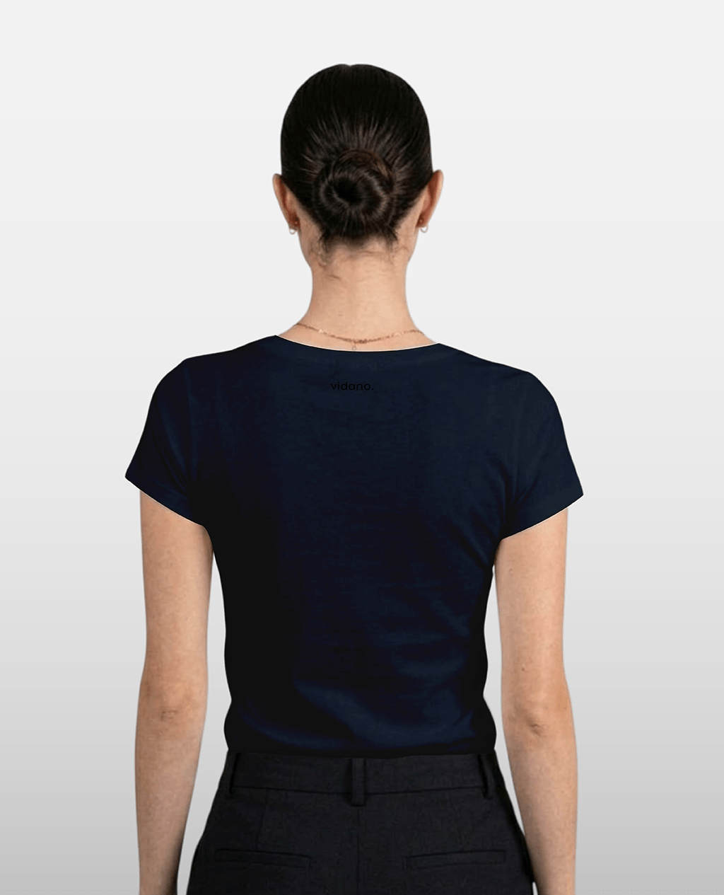T-Shirt Navy Blue V Neck | Pima Cotton Women