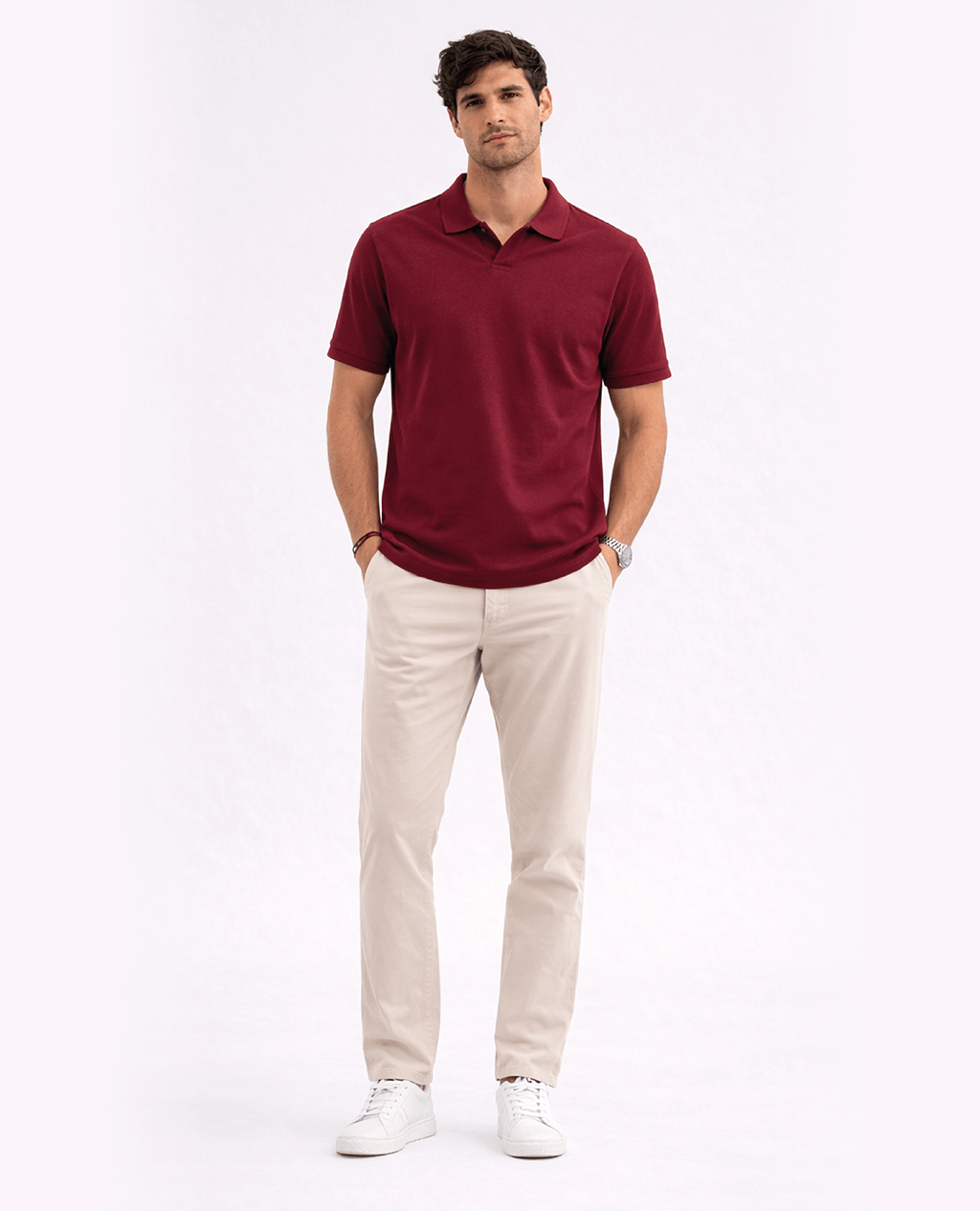 Polo Navy Blue Open Collar | Pima Cotton Men