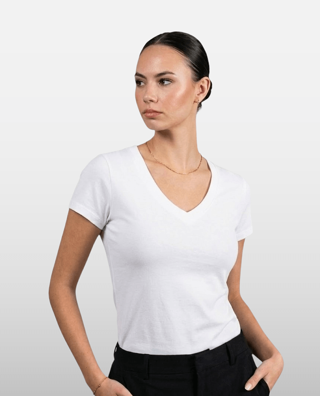 T-Shirt White V Neck | Pima Cotton Women
